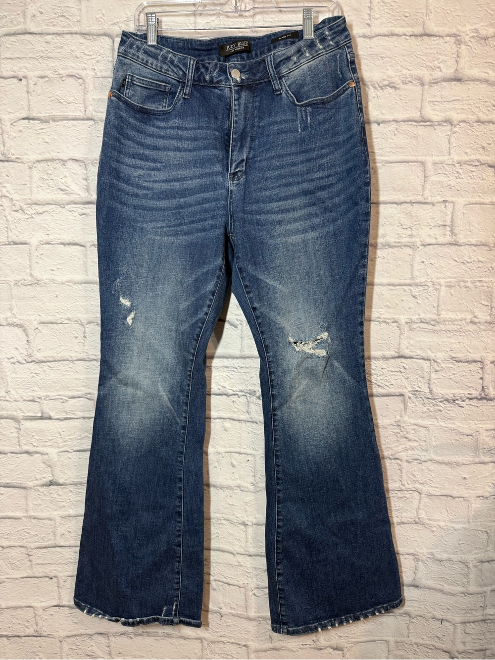 Judy Blue Distressed Blue Flare Fit Jeans, 14W